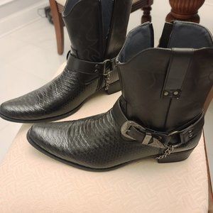Men's black zipper cowboy boots